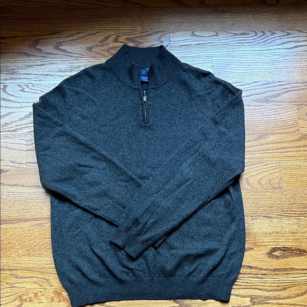 Men's Cashmere Charcoal Gray Half-Zip Sweater